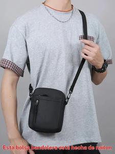 Bolso bandolera para hombre, bolso de hombro sencillo para todas las estaciones, diseño sólido y a la moda, interior espacioso, cierre con cremallera, correa ajustable