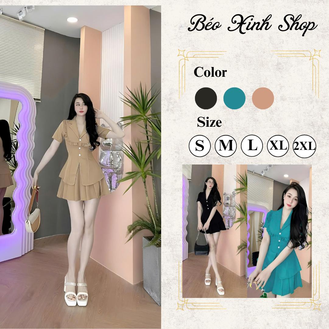 Set Quần Áo Quần Giả Váy Vải Cotton Lạnh 40 - 95Kg Nữ Top Women Xoè Béo Xinh Shop - A.1505