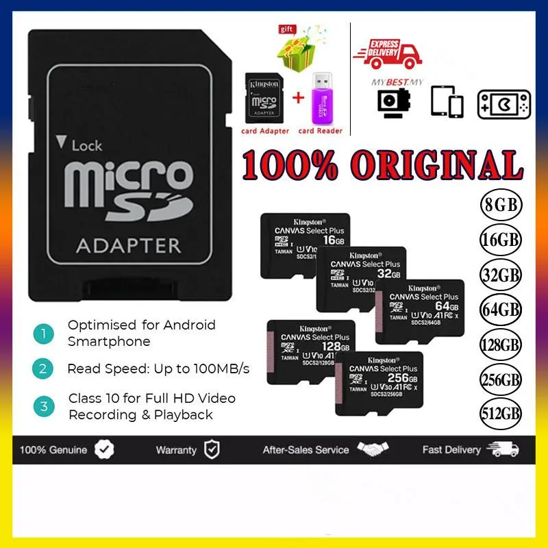 Thẻ Nhớ TF Tốc Độ Cao, Thẻ Nhớ Lung Linh Điện Thoại Di Động, Thẻ Micro SD, Có Sẵn Trong 16GB, 32GB, 64GB, 128GB, 256GB, 512GB, 1TB, [Còn Hàng], Thích Hợp Cho Camera CCTV, MP3, MP4, v.v.