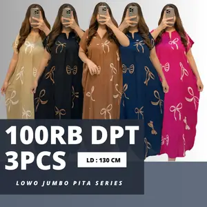 PAKET HEMAT 3PCS DASTER LOWO PITA SERIES WARNA  DASTER JUMBO LD 130CM RAYON BUSUI BUMIL