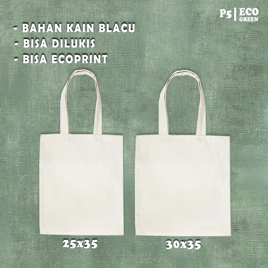 Tote bag Putih Polos Uk 25x35 30x35 Kainlacu bisa Ecoprint