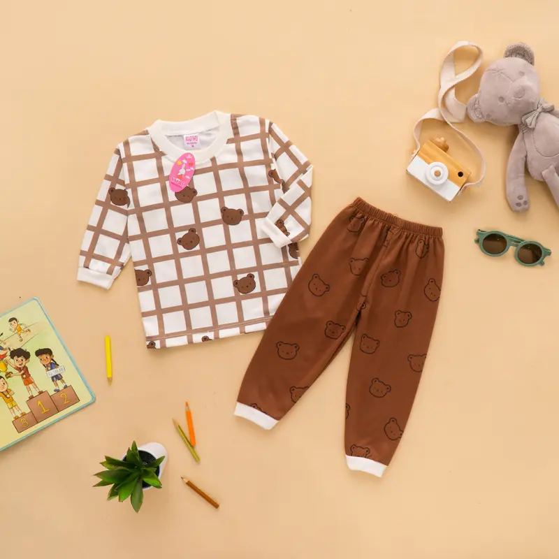 Setelan Anak & Bayi Unisex Squared Stripe Pajamas/ Baju Anak Perempuan/ Baju Bayi / Baju Anak Perempuan / Setelan Bayi Perempuan Laki Laki/ Pakaian Anak / Xiao Wei 1
