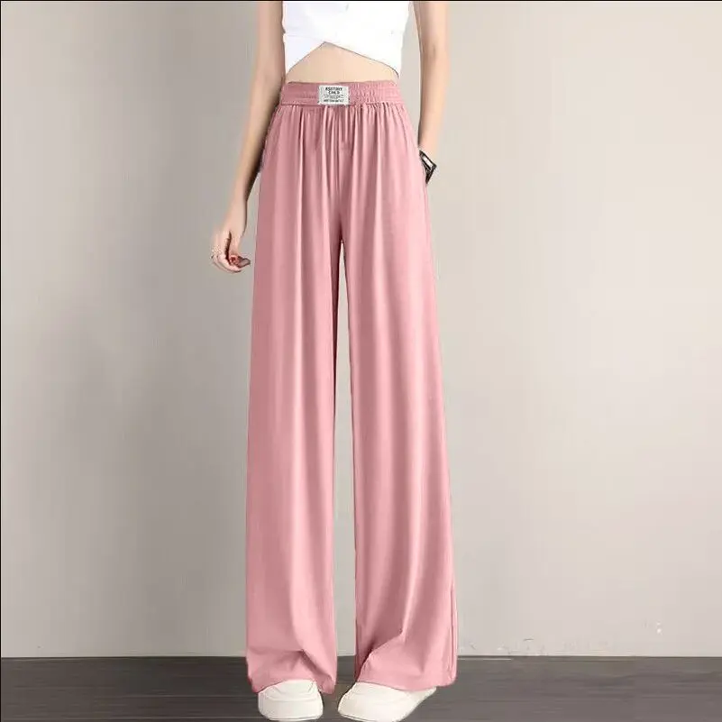 Quần Ống Rộng Lụa Lạnh Chính Hãng MANAMO, Dành Cho Nữ, Nhẹ Mùa Hè, Cạp Cao, Bó Sát, Xếp Ly, Dáng Rộng Vừa Vặn, Ống Đứng, Quần Dài Thường Ngày. Women Voan Voi Pants