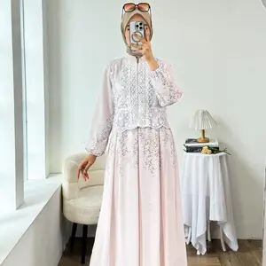 GLAMO.id -  11A Dress Wanita Terbaru Motif Bunga / Gamis Busui Ceruty Pastel