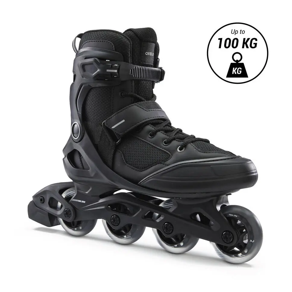 Decathlon  OXELO Sepatu Roda Pria Dewasa FIT100 - Hitam/Silver - 8614734