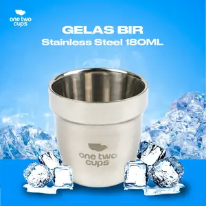 One Two Cups Gelas Bir Stainless Steel Beer Drink Cup 180ml - J070
