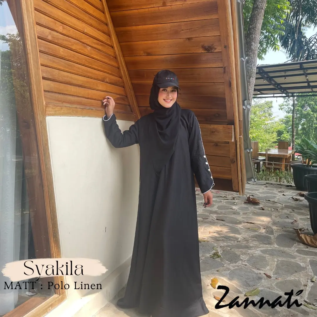 [BEST SELLER] Zannati Gamis Wanita Dewasa Syakila Polo Linen Gamis Kekinian
