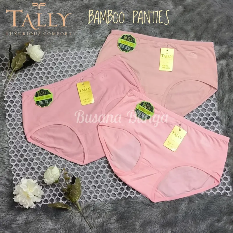Tally (3pc, 6pc, 12pc) Cd/Celana Dalam Wanita Tally 3082 Bamboo Panties Katun Adem Lembut 3