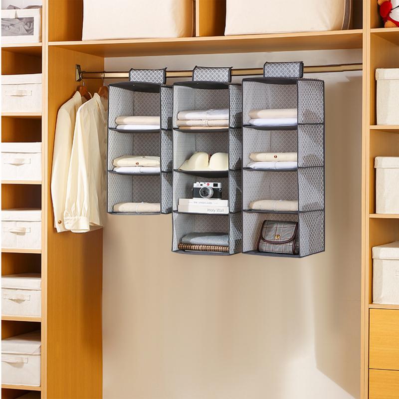 Product Introduction of Hangable Wardrobe Organiser 3-5 Layer Foldable Closet Storage Bag Dust-proof Non-woven Hanging Clothes Bra Organizer 7