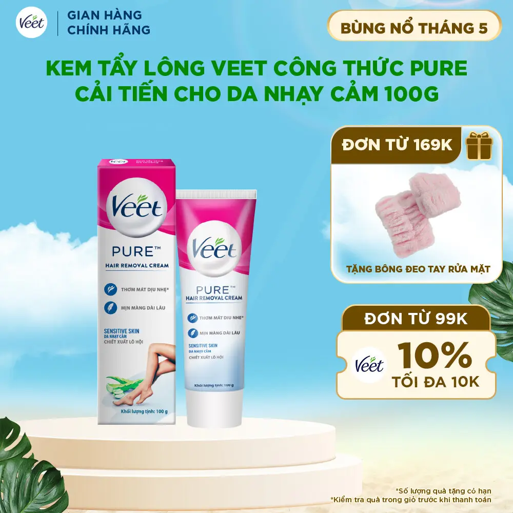 Kem Tẩy Lông Veet Pure Sensitive 100g dành cho da nhạy cảm