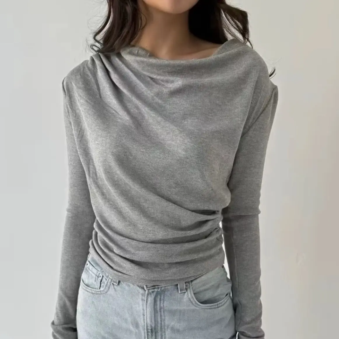 APRIL TOP / Atasan Knit Wanita Korean Style Lengan Panjang Basic Long Sleeve