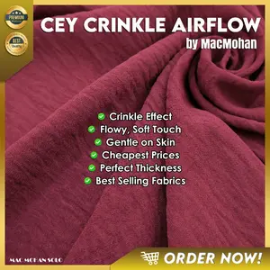 [CRINKLE COLLECTION] KAIN CEY "CRINKLE AIRFLOW" PER 0,5M BAHAN GAMIS, TUNIK, KEMEJA, DAN BLOUSE