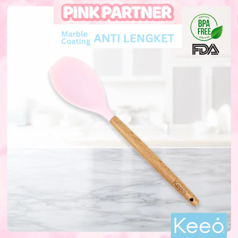 Keeo Aneka Spatula Sutil Silikon Tahan Panas Food Grade Pink Kitchenware 7