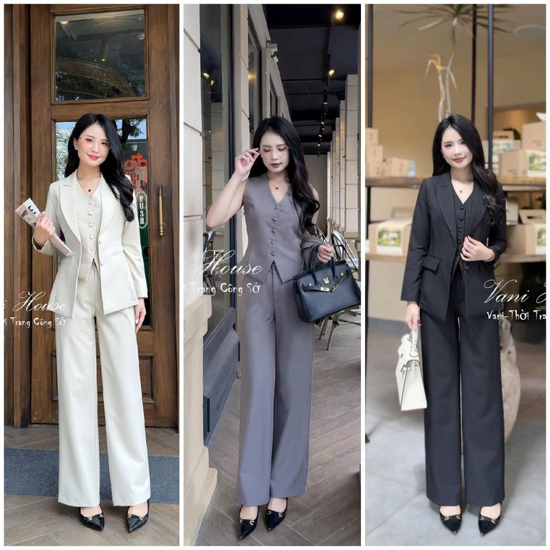 Set nguyên bộ áo Vest quần suông + Ghi Lê TJ88 - V565