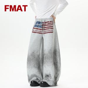 FMAT アメリカのプリントジャズパンツ メンズ&レディース 秋新作 ニッチトレンド ワイドレッグ ヒップホップ ストリート レトロ スポーツパンツ S〜3XLサイズ対応