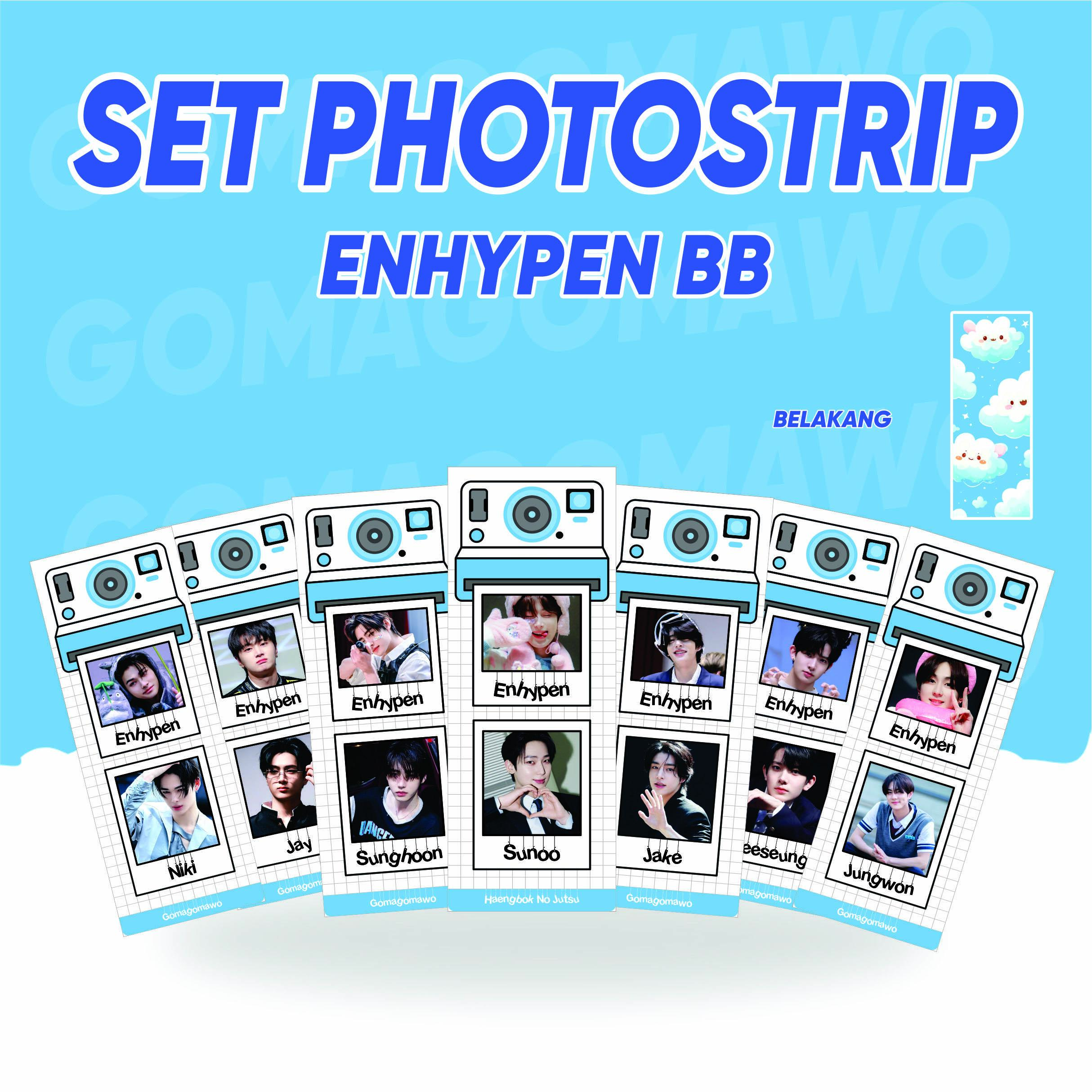 PHOTO STRIP ENGENE HAPPY CLOUD 2SISI (HARGA 7 PCS + LAMINASI 2 SISI) ALL GOMAWO FOTO STRIPS JPOP KPOP CARDS IDOL BIAS JAPAN KOREA JEPANG PREMIUM MURAH UNOFFICIAL ENGENE HEESEUNG JUNGWON JAY JAKE SUNGHOON SUNOO NIKI READY STOCK !