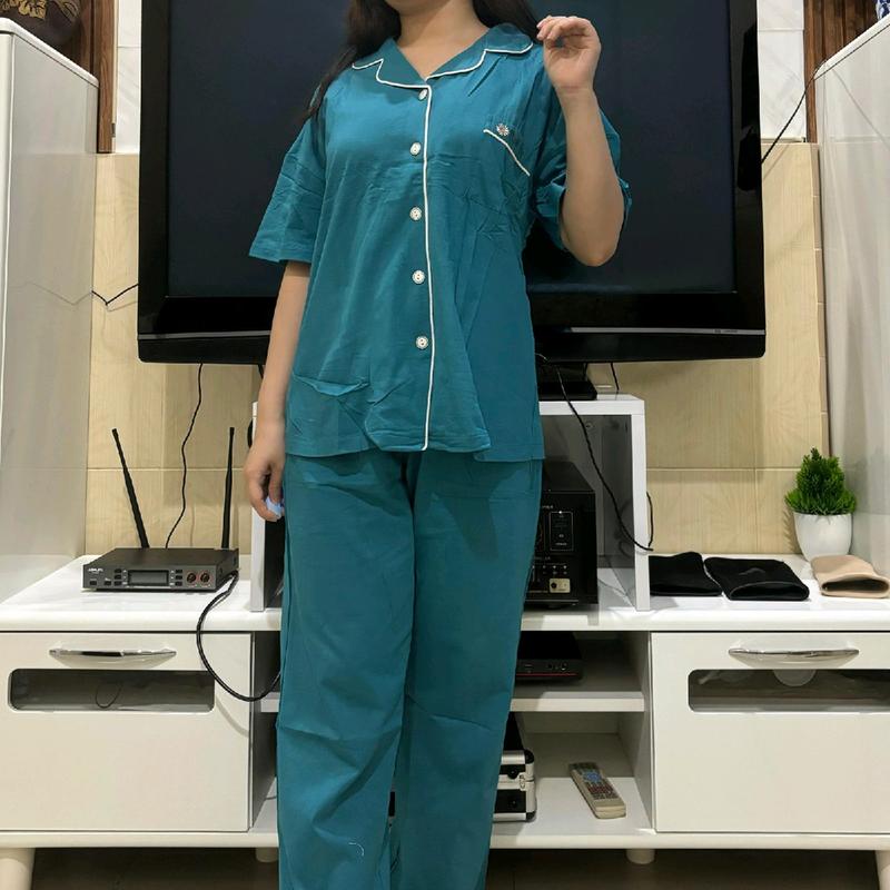 Setelan Kaos Import Piyama Celana Panjang Polos dan Kotak Cowok dan Cewek 2