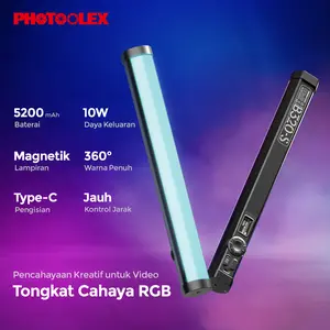 PHOTOOLEX B320S RGB Magnetic Tube Light Lampu Fill Desktop Portabel untuk Fotografi Luar Ruangan Cahaya Lembut Ideal untuk Portret