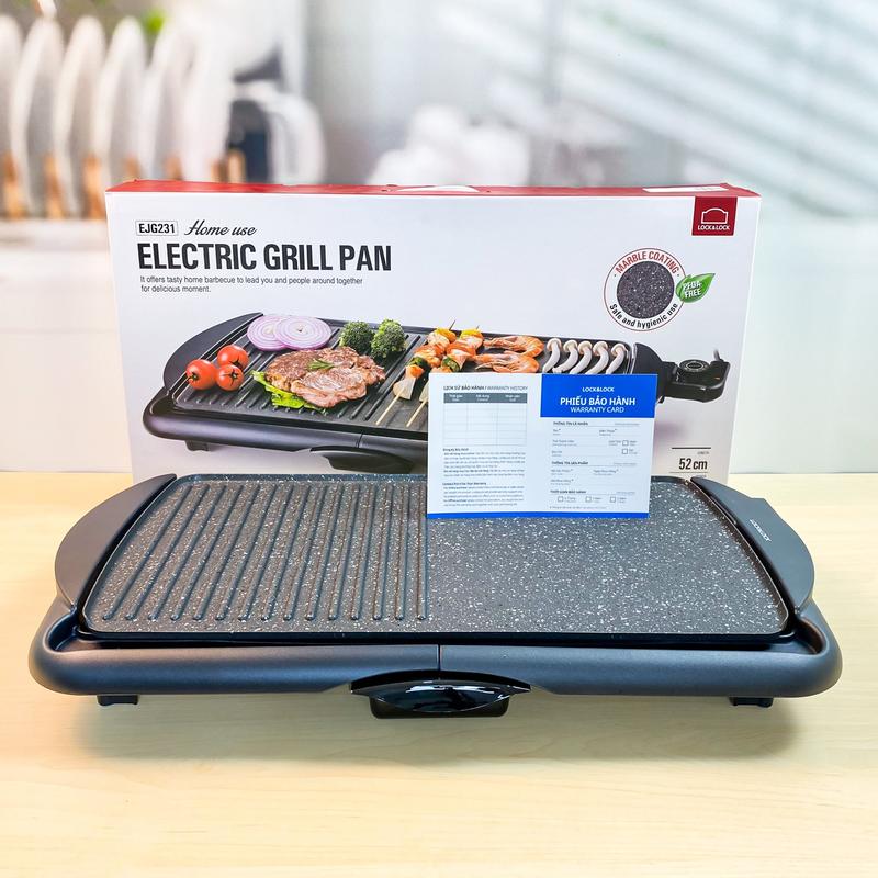 Bếp Nướng Điện Lock&Lock Electric Grill EJG231 2000W - Chống dính cao cấp - Có ngăn chứa dầu - 5 mức nhiệt linh hoạt