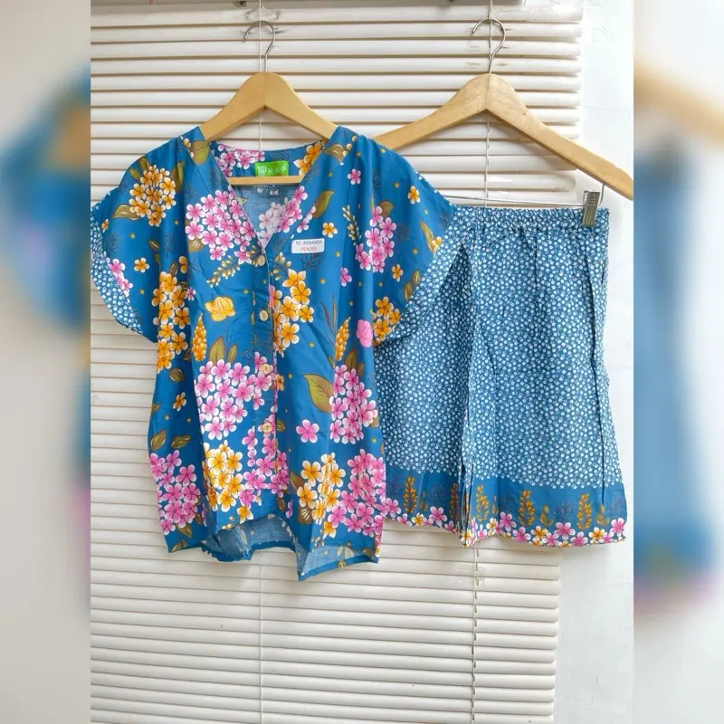 HAP Setelan Kenanga Pendek Oneset busui friendly kancing depan bahan rayon premium adem Lembut Panjang 1