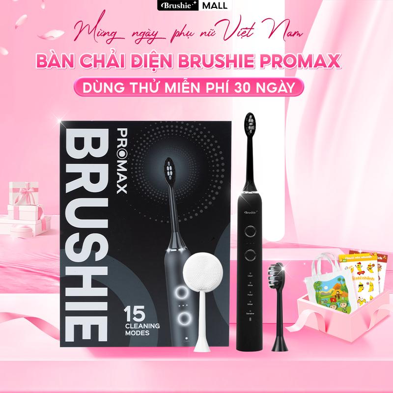 [FLASH SALE 99K] Bàn chải điện chải điện Brushie Promax tích hợp máy rửa mặt với 15 chế độ chải linh hoạt - BẢO HÀNH 1000 NGÀY - TẶNG 1 TÚI CANVAS+ 2 TẤM STICKER