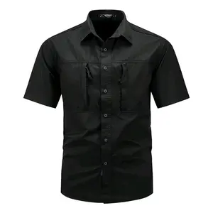 Kemeja MTAC Pendek Pria Witac Taktikal PDL - Bahan Dril Americal Tebal dan nyaman - Santai, Casual, Formal Hitam Kancing