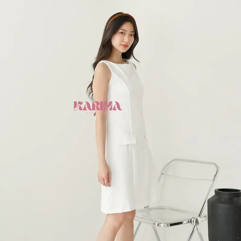 ISABELLE SLEEVELESS DRESS | Dress A-Line / Mini Dress Wanita / Dress Tanpa Lengan / Scuba Dress dress natal 6