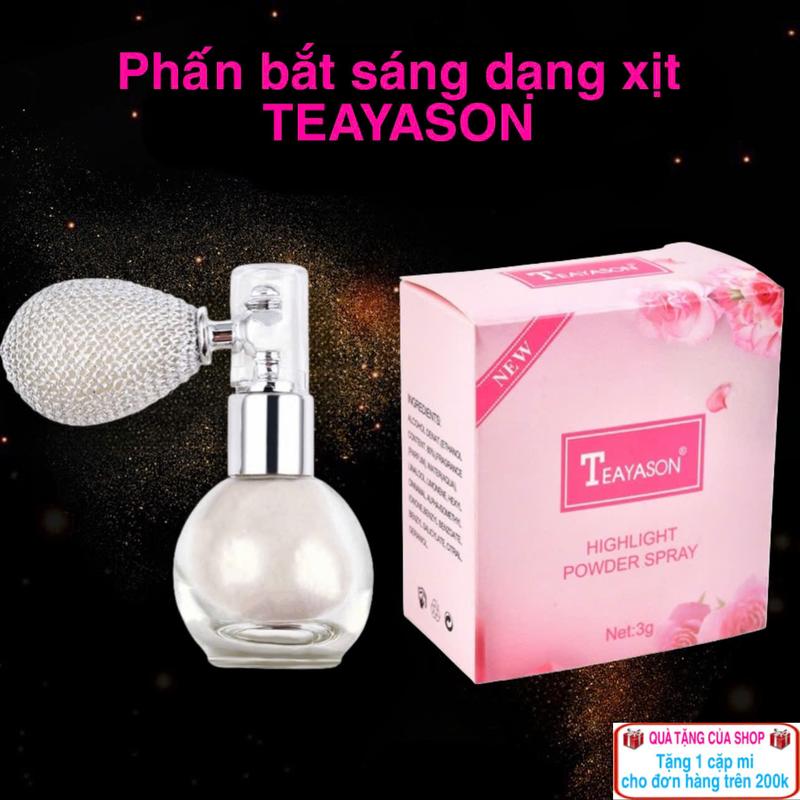 Phấn bắt sáng TEA-YA-SON dạng xịt với màu nhũ kim tuyến dùng làm nhũ mắt hoặc làm sáng tông màu da
