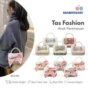 [Brandedbaby] Tas Fashion Anak Perempuan Trendy Kekinian Korea Fashion Tweed Premium Sling Feminine Bag Rabbit Ribbon