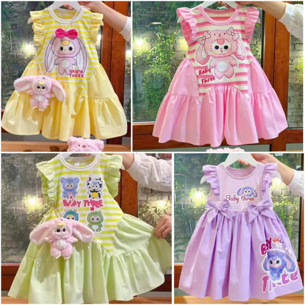 Váy Bé Gái, Váy Baby Three Cho Bé Gái 8-35kg Chất cotton phối voan siêu xênh