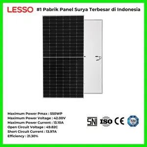 TKDN Panel Surya Lesso Solar Panel 540Wp 550Wp 555Wp Mono SNI Monocrystaline Half Cell MBB High Performance