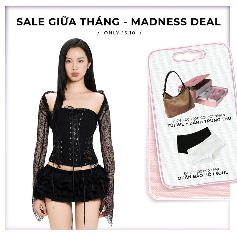 LSOUL - Sophie Set Top Áo Cúp Ngực, Chân Váy Women, Áo Khoác Nữ Đan Dây A23122736 CV23120666 K23120247 Cup