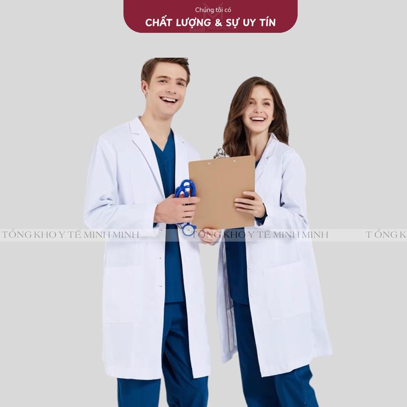Áo blouse trắng dài bác sĩ nam nữ, dược sĩ, bệnh viện, phòng khám, nha khoa, thẩm mỹ viện