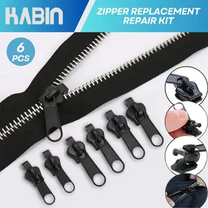 6 PCS Resleting Pengganti Universal Zipper Replacement Repair Kit / Emergency Zipper Lock Instant Repair / Kepala Resleting Zipper Jaket Bolak Balik