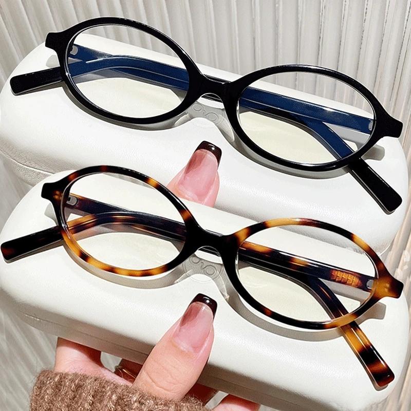 Kính Mắt Hình Bầu Dục Nhỏ Cổ Điển Cho Nữ, Gọng Nhỏ, Thời Trang, Phong Cách Y2K, Họa Tiết Da Báo