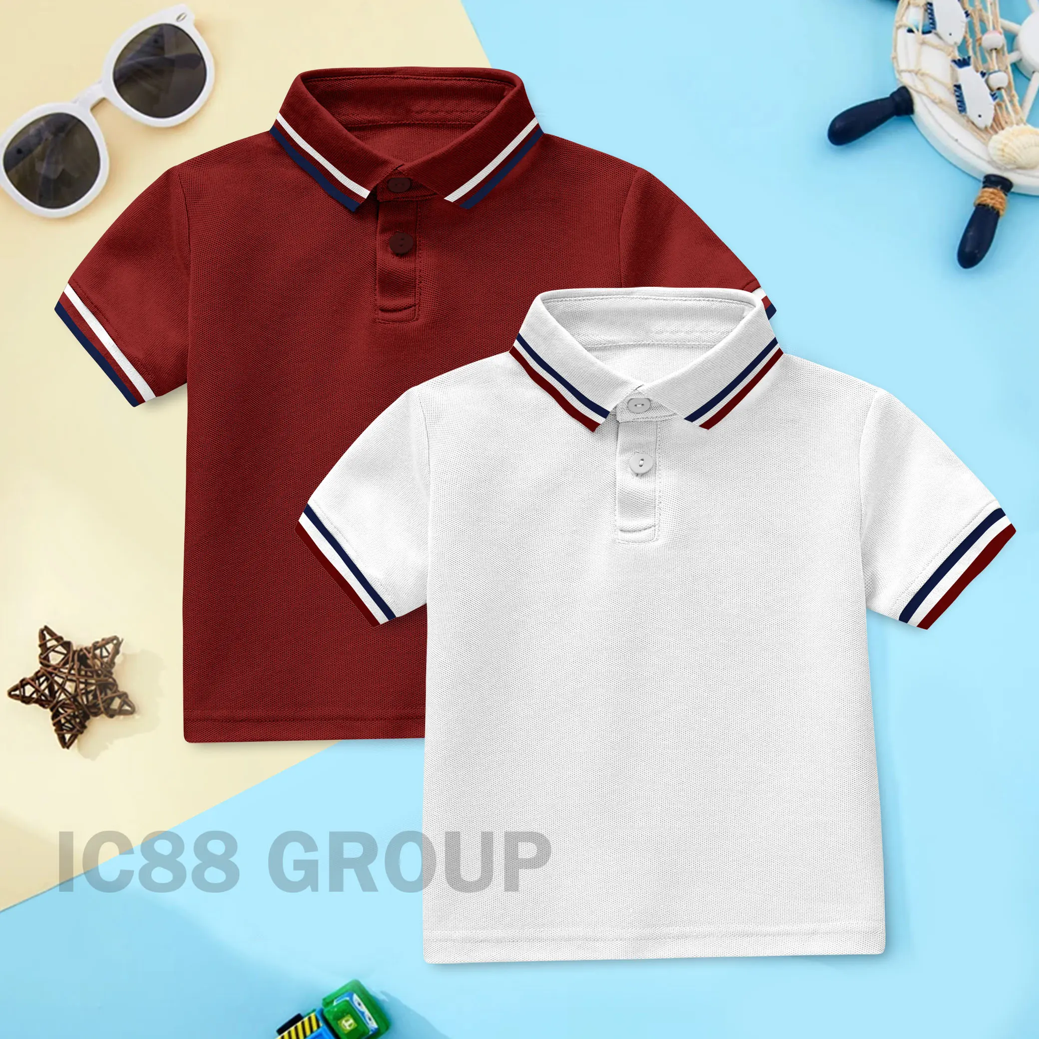 Baju Kaos Polo Anak Laki-Laki dan Perempuan Unisex Usia 2 - 10 Tahun