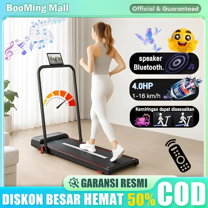 【Booming】【Garansi 10 Tahun】B50 Treadmill Elektrik Incline 10°-12° Tanpa Instalasi Portable Lipat Walking Pad Running Pad 1-16KM/H Beban Maks 260KG, Ringkas Mudah Disimpan untuk Rumah Kost dan Olahraga Harian Keluarga