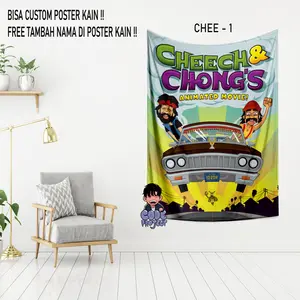 POSTER KAIN CHEECH AND CHONGS - Flag poster - Hiasan dinding - pajangan dinding - dekorasi dinding kamar - dekorasi dinding rumah - poster ukuran 140x90cm