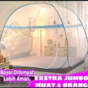KELAMBU TENDA KELAMBU LIPAT TIDUR 200X200 ANTI NYAMUK PERLENGKAPAN KAMAR MENCEGAH SERANGGA MASUK sudah di rakit super king Biru Pink Merah