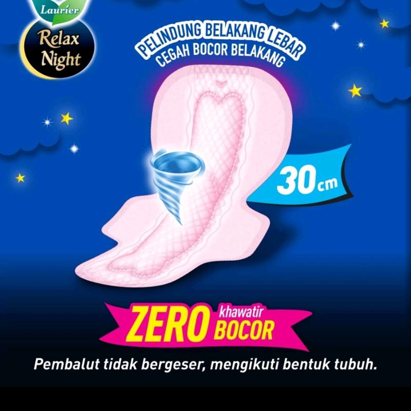 Laurier Relax Night Pembalut Wanita 30cm wing zero Kering maxi wing 40cm anti 1