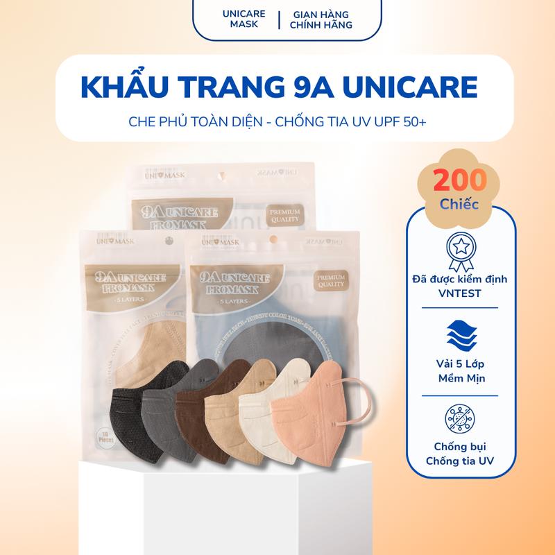  Combo 200 Chiếc Khẩu Trang 9A UNICARE | 5 Lớp Dày Chống Nắng Toàn Diện Lọc Bụi Mịn | Che Kín Mặt Mix Màu Nam Nữ 