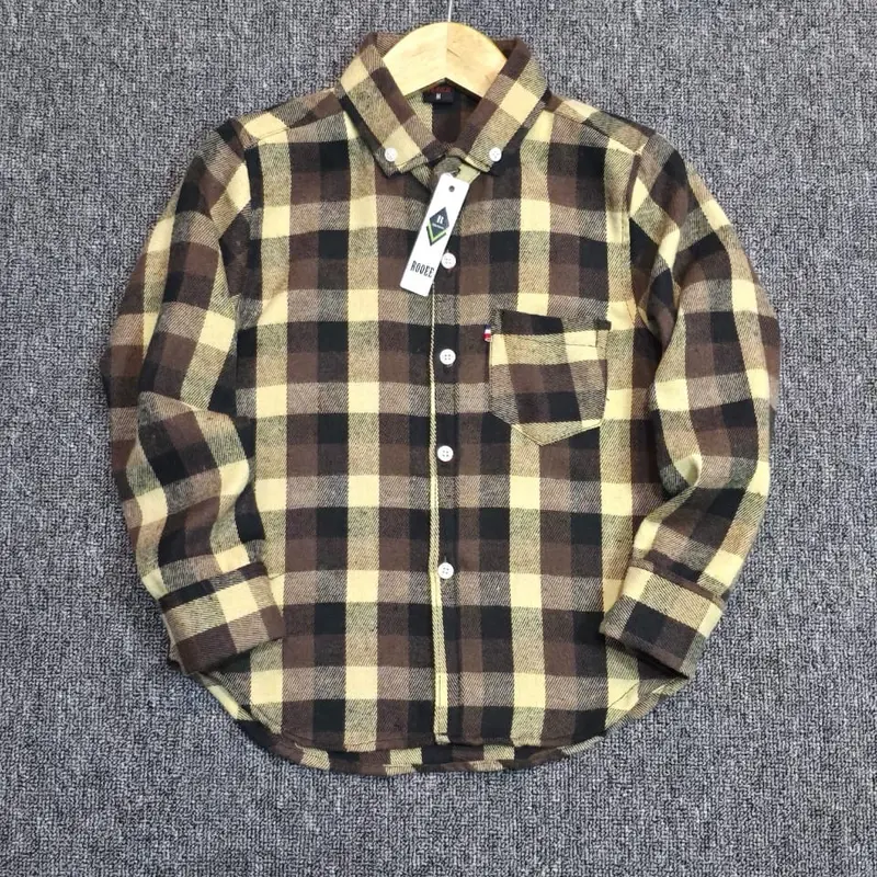 atasan kemeja flannel anak 3-11 tahun laki-laki dan perempuan Fashion anak bahan katun flannel import 6