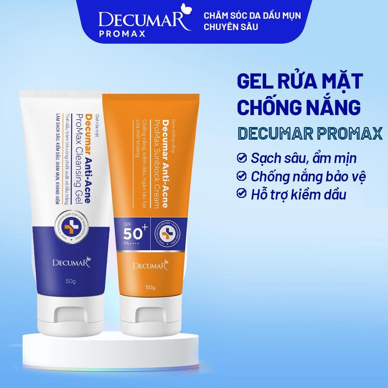  Bộ gel rửa mặt & Kem chống nắng  Decumar Promax  DPG02 & DPS01  