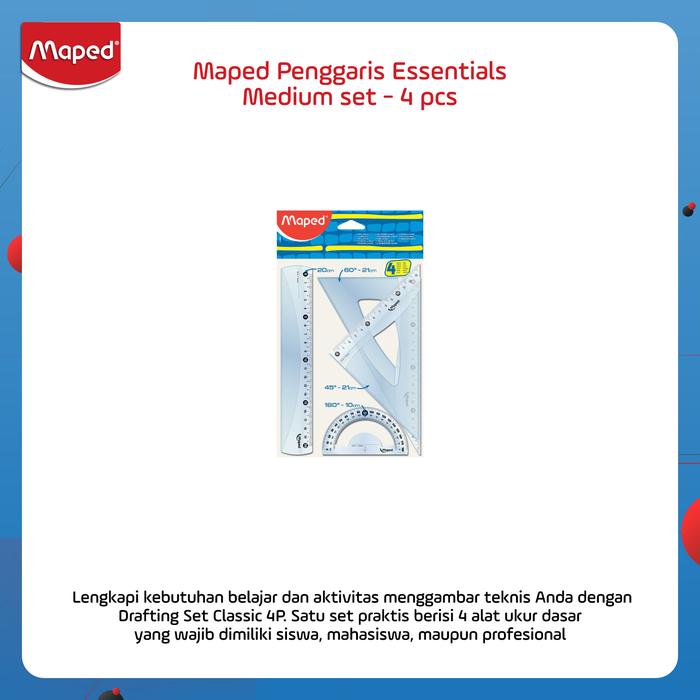 Gambar Maped Penggaris Essentials Medium set - 4 pcs dari Maped Store Kota Administrasi Jakarta Timur Tokopedia