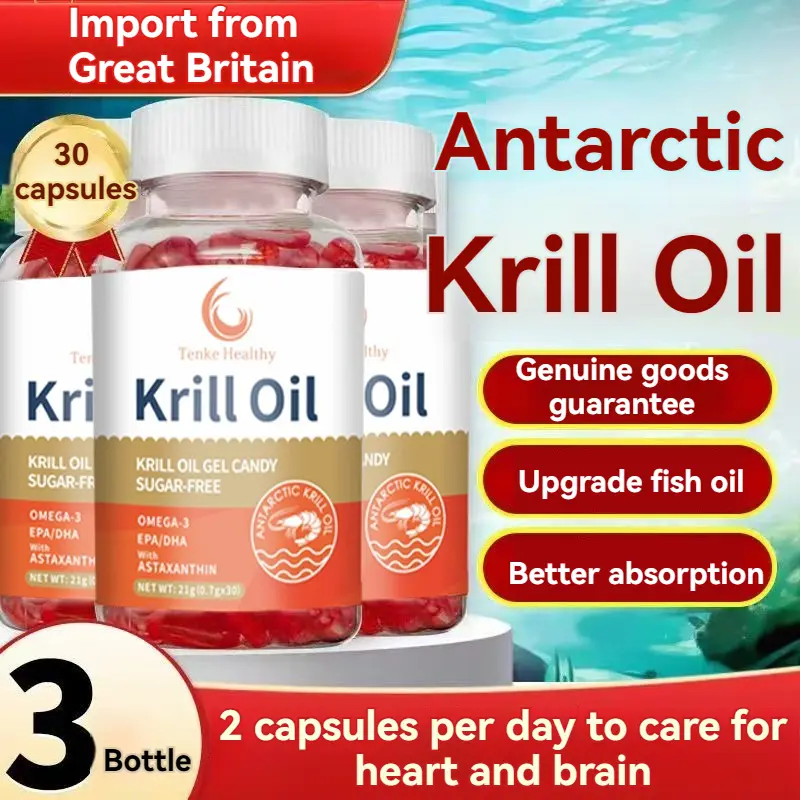 Best deals-【SG Spot】Import from UK Tenke Health Pure Antarctic Krill Oil Phospholipid Omega-3 High Purity Non-Fish Oil Softgels, 500mg Each，Lowering Blood Lipids/Promoting Sleep Krill Oil For Middle-Aged 30 capsules