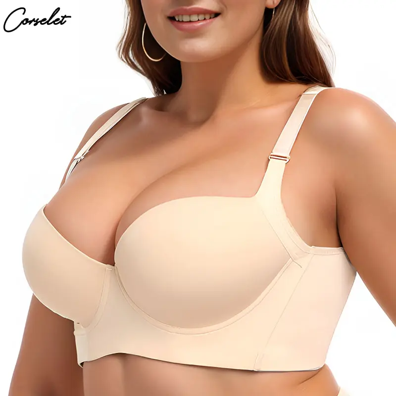 CORSELET 36 Cup B C D Seamless Push Up 40 B C D Plus Size Bra With Wire And Foam Push Up Bra For Chubby Size Balconette Black Skintone Bra Size 38D 42B 42D 44B 44C 44D 46B 46C 48B 48C 50B 50C