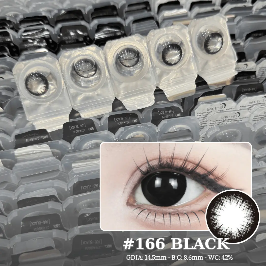 [1-day] Kính áp tròng LUNA EYES 166 Black size to - lens 1 ngày