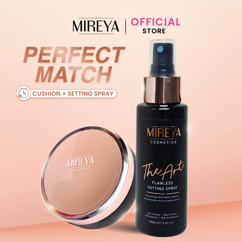 [ PAKET ] Mireya Bundle The Art Perfecting Cushion + Mireya The Art Flawless Setting Spray