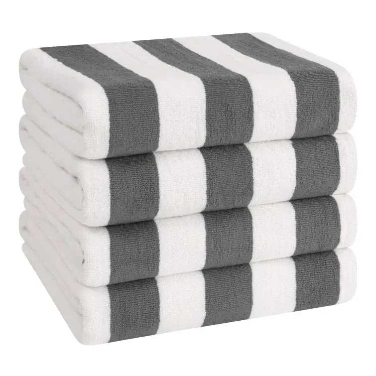 Pool Towel / Handuk Renang Motif Stripe Brown Ivory White Grey