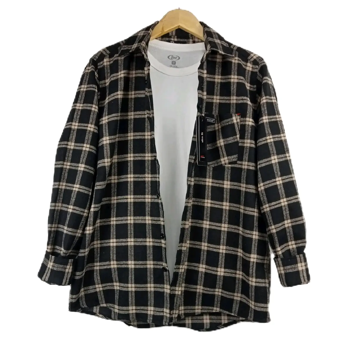 Kemeja Flannel Cowok Lengan Panjang Distro Kasual Kancing Nyaman Pria Jeans Santai